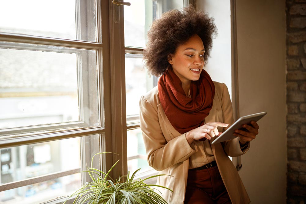 woman on a ipad