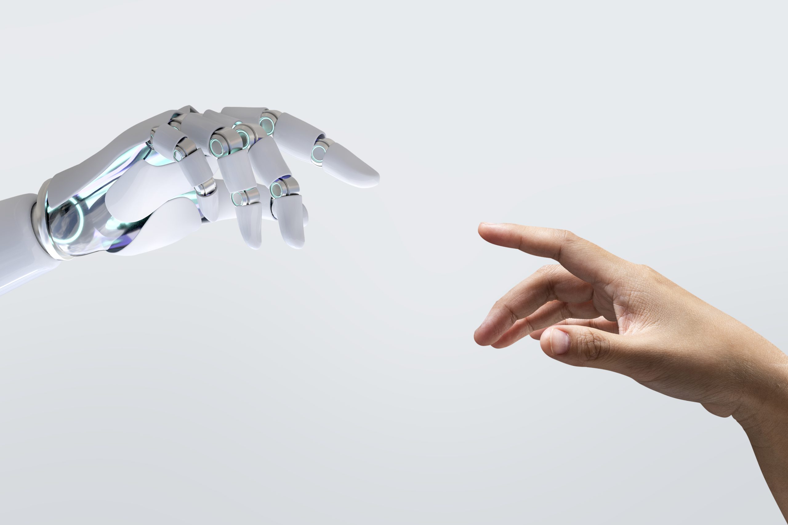 Technology human touch background, modern remake of The Creation woman working on a concept